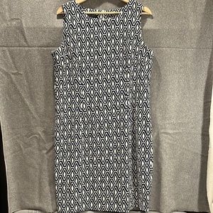 Mario Serrani Black and White Geometric Midi Dress